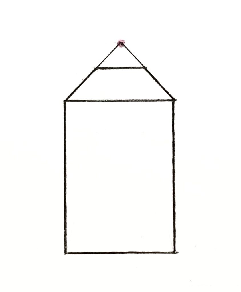 箱の上下の左右2辺をそのまま伸ばしていくと、消失点がある